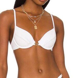 L*SPACE Stardust Push Up Bikini Top MEDIUM White Removable padding Orig. $114